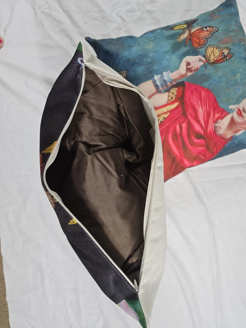 Source Unknown Frida Kahlo Art Pillow Covers in Red, Green, Pink
